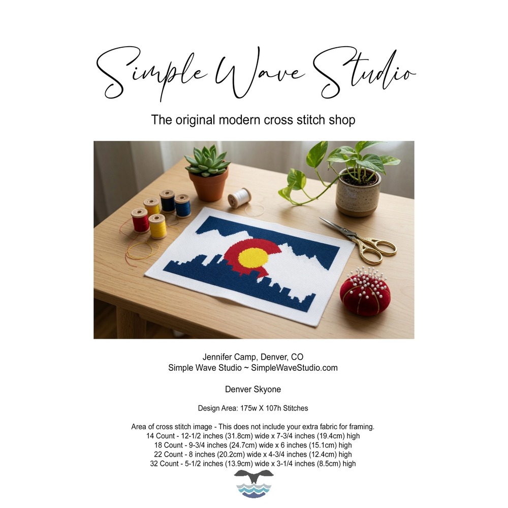 Denver Colorado Skyline Counted Cross‎ Stitch Pattern Chart